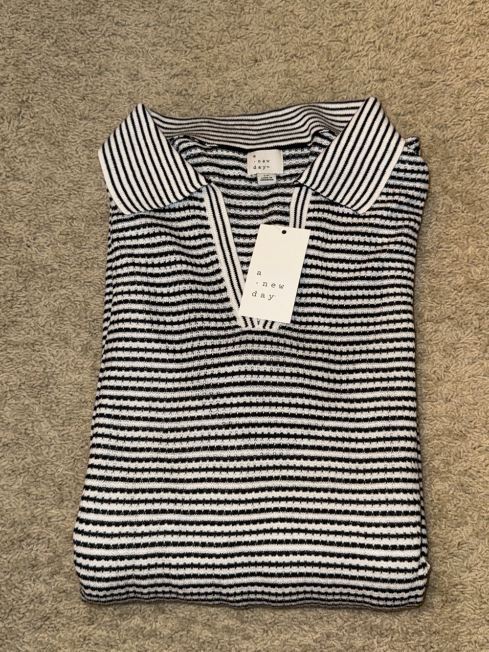 a new day Black & Cream Striped Knit Dress